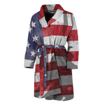 American Flag War Memorial Print Men's Bathrobe