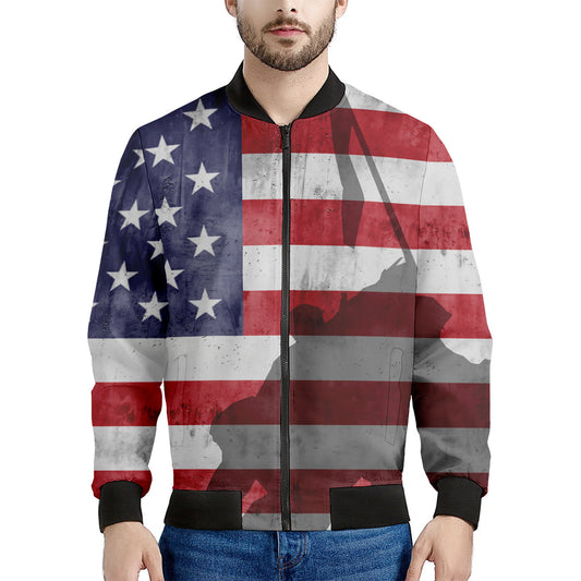 American Flag War Memorial Print Men's Bomber Jacket