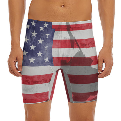 American Flag War Memorial Print Men's Long Boxer Briefs