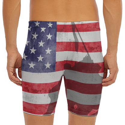 American Flag War Memorial Print Men's Long Boxer Briefs