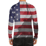 American Flag War Memorial Print Men's Long Sleeve Rash Guard