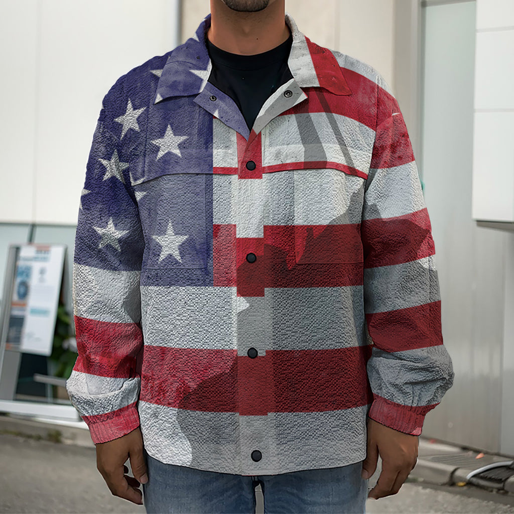 American Flag War Memorial Print Men's Shirt Jacket