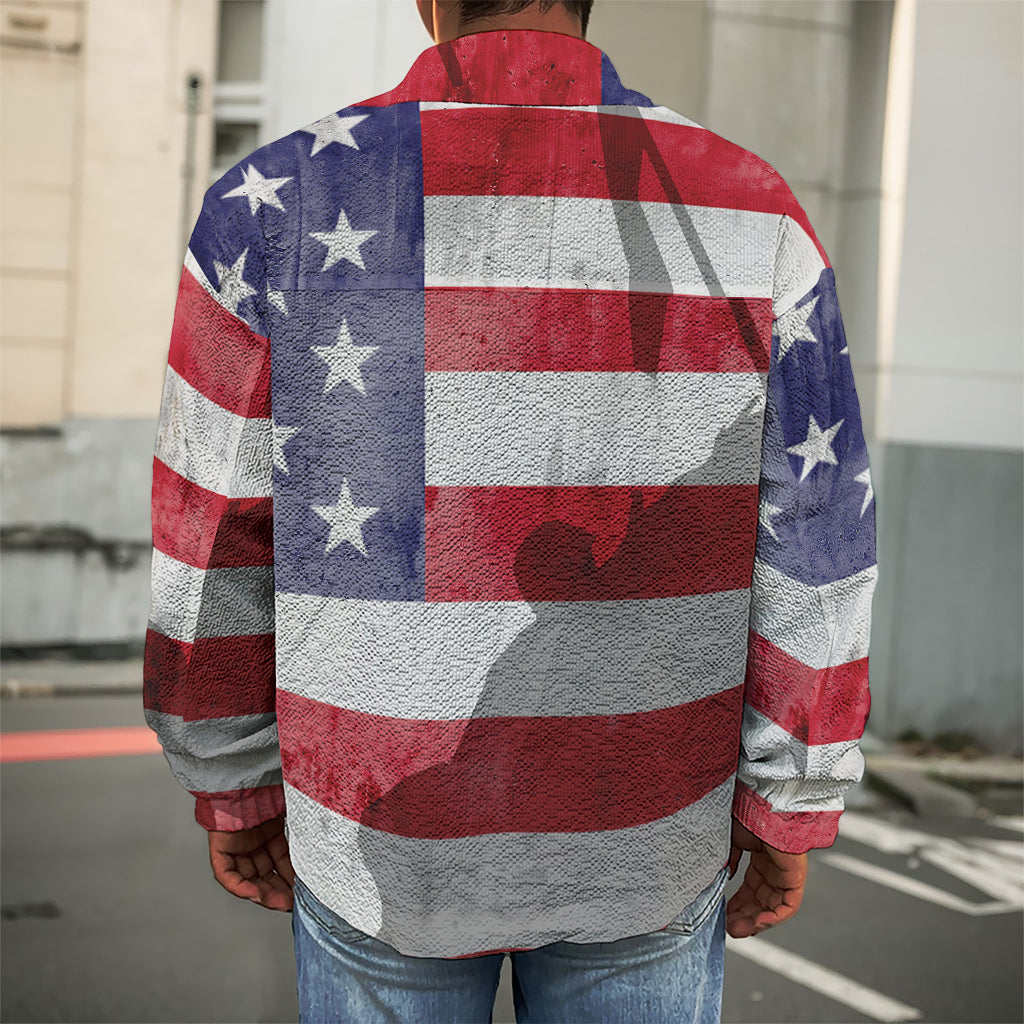 American Flag War Memorial Print Men's Shirt Jacket