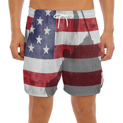American Flag War Memorial Print Men's Split Running Shorts