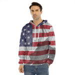 American Flag War Memorial Print Men's Velvet Pullover Hoodie