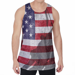 American Flag War Memorial Print Men's Velvet Tank Top