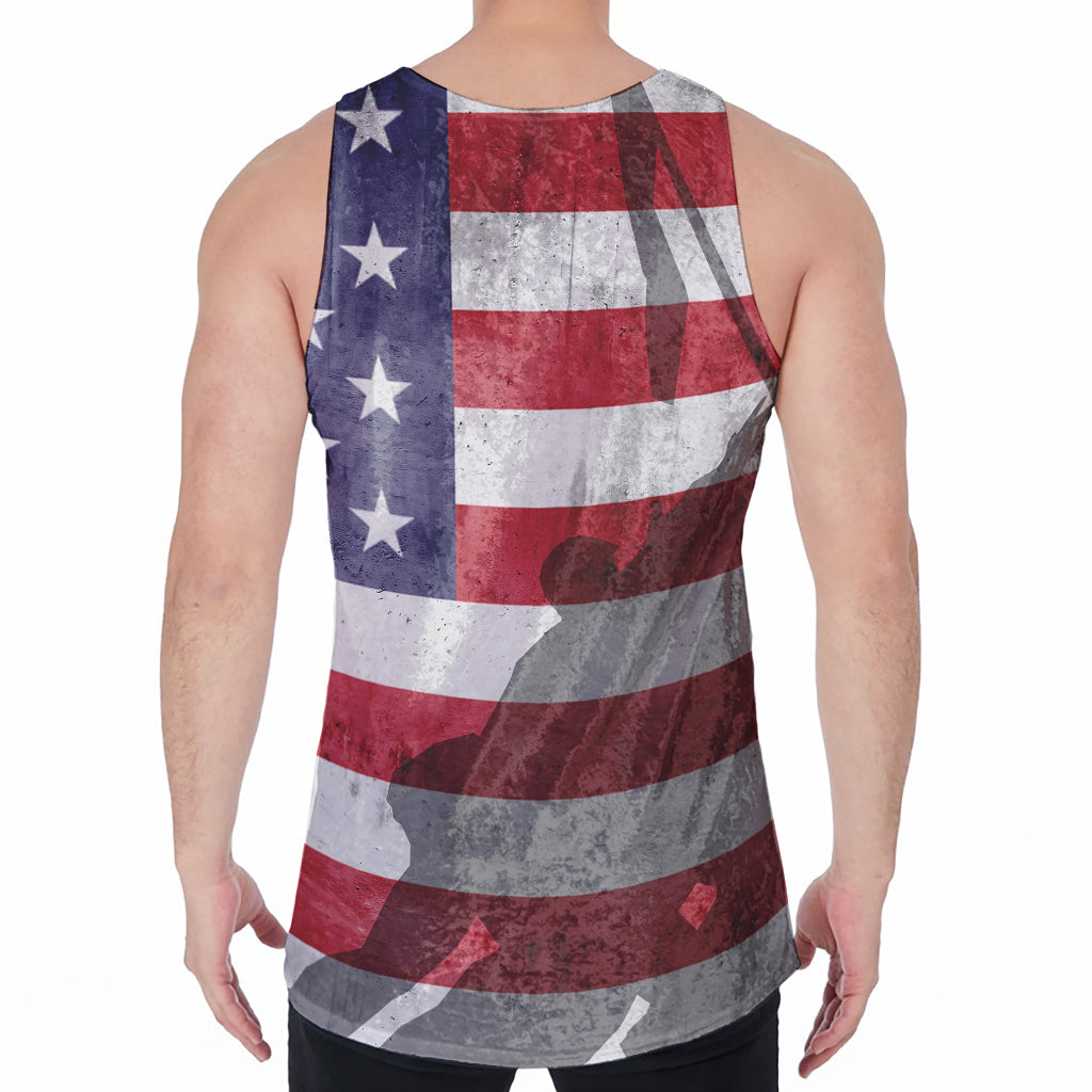 American Flag War Memorial Print Men's Velvet Tank Top