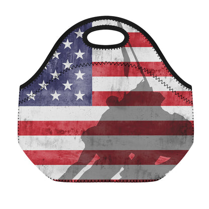 American Flag War Memorial Print Neoprene Lunch Bag