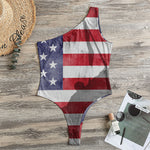 American Flag War Memorial Print One Shoulder Bodysuit