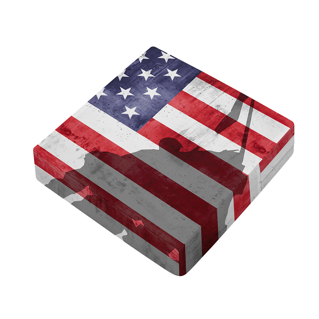 American Flag War Memorial Print Outdoor Seat Cushion Cover
