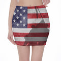 American Flag War Memorial Print Pencil Mini Skirt
