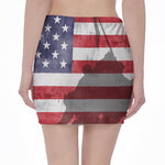 American Flag War Memorial Print Pencil Mini Skirt