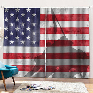 American Flag War Memorial Print Pencil Pleat Curtains