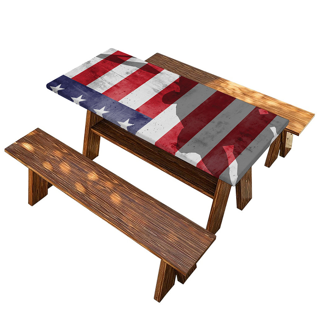 American Flag War Memorial Print Picnic Table Cover