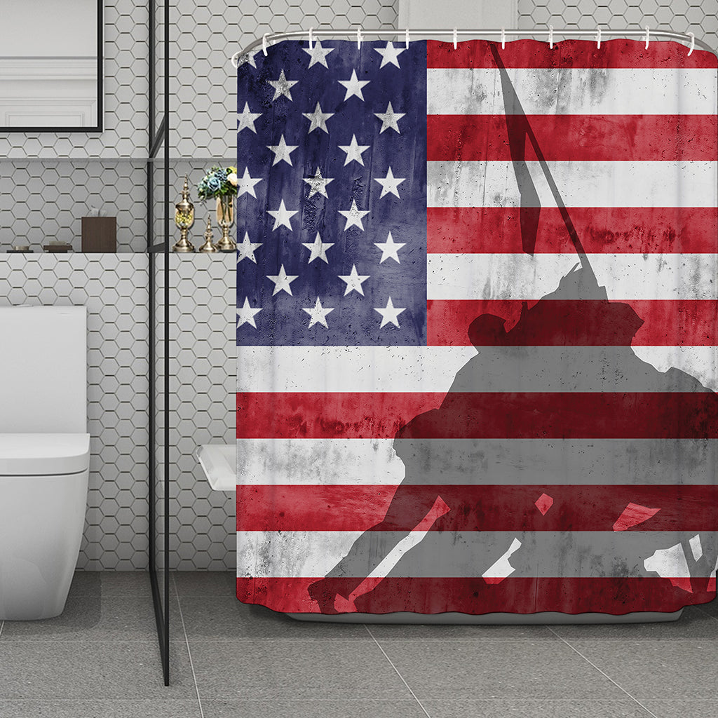 American Flag War Memorial Print Polyester Shower Curtain