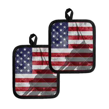 American Flag War Memorial Print Pot Holders