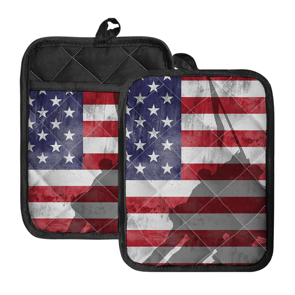 American Flag War Memorial Print Pot Holders With Pocket