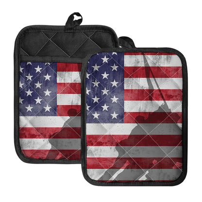 American Flag War Memorial Print Pot Holders With Pocket