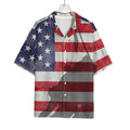 American Flag War Memorial Print Rayon Hawaiian Shirt