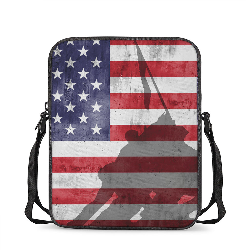 American Flag War Memorial Print Rectangular Crossbody Bag