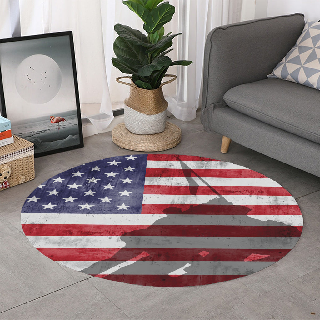American Flag War Memorial Print Round Rug
