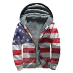 American Flag War Memorial Print Sherpa Lined Zip Up Hoodie