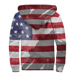 American Flag War Memorial Print Sherpa Lined Zip Up Hoodie