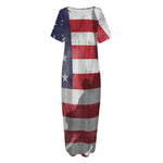 American Flag War Memorial Print Short Sleeve Long Nightdress