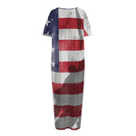 American Flag War Memorial Print Short Sleeve Long Nightdress