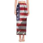 American Flag War Memorial Print Side Slit Maxi Skirt