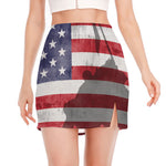 American Flag War Memorial Print Side Slit Mini Skirt