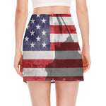 American Flag War Memorial Print Side Slit Mini Skirt