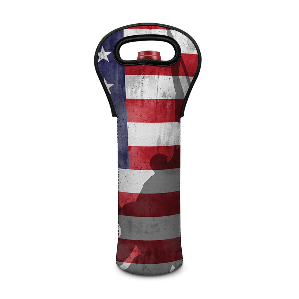 American Flag War Memorial Print Single Neoprene Wine Tote