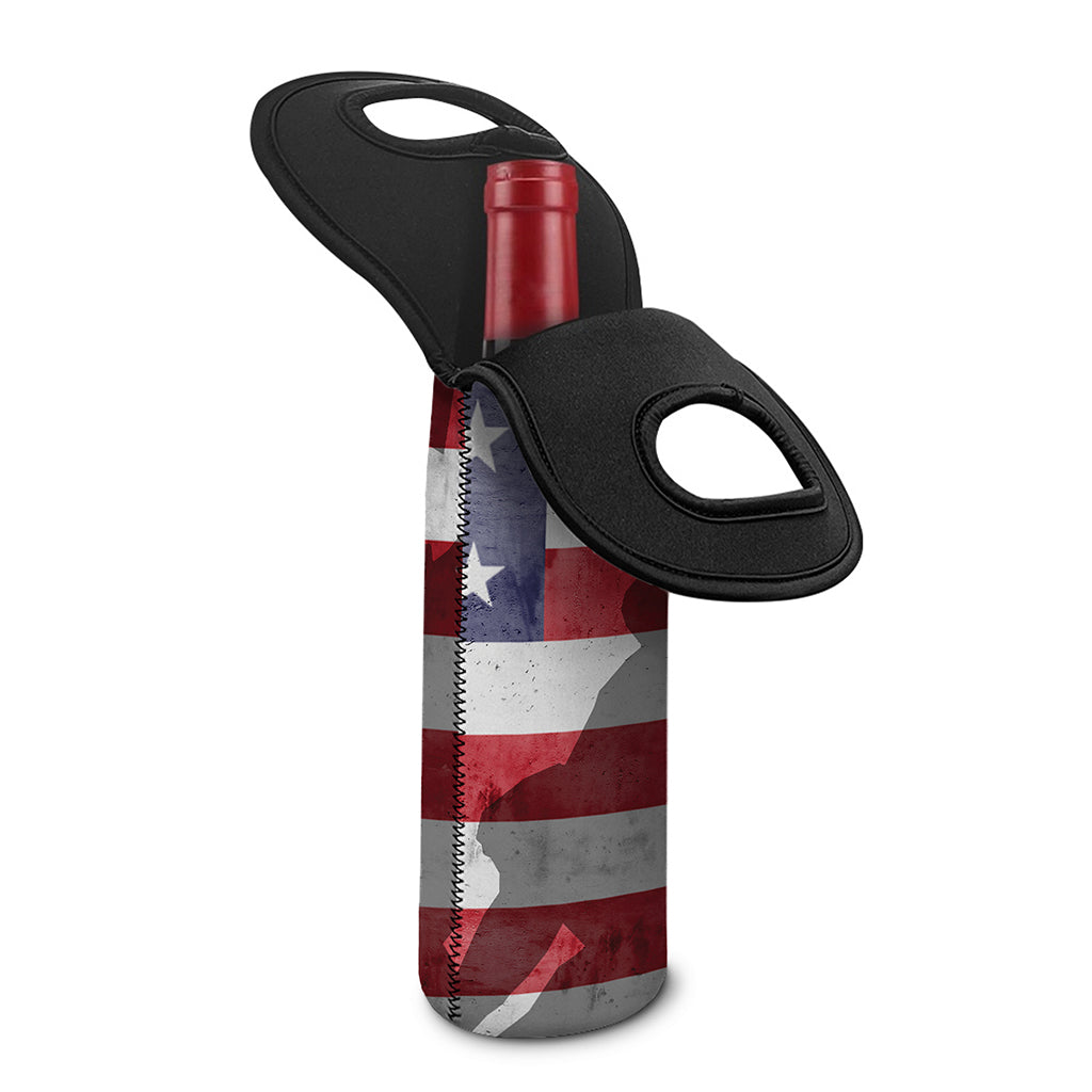 American Flag War Memorial Print Single Neoprene Wine Tote