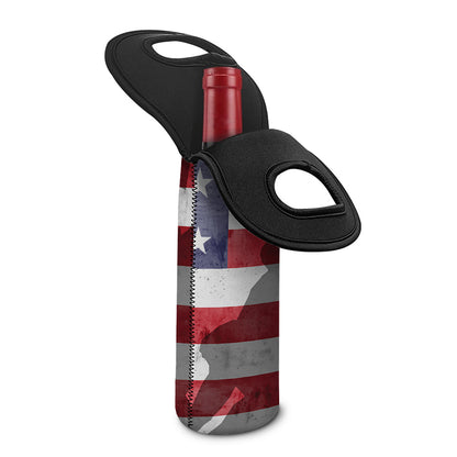 American Flag War Memorial Print Single Neoprene Wine Tote