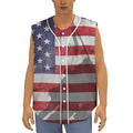 American Flag War Memorial Print Sleeveless Baseball Jersey