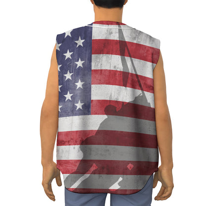 American Flag War Memorial Print Sleeveless Baseball Jersey