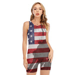 American Flag War Memorial Print Sleeveless One Piece Swimsuit