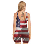 American Flag War Memorial Print Sleeveless One Piece Swimsuit