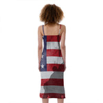 American Flag War Memorial Print Slim Fit Midi Cami Dress