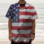 American Flag War Memorial Print Textured Short Sleeve Shirt