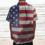 American Flag War Memorial Print Textured Short Sleeve Shirt