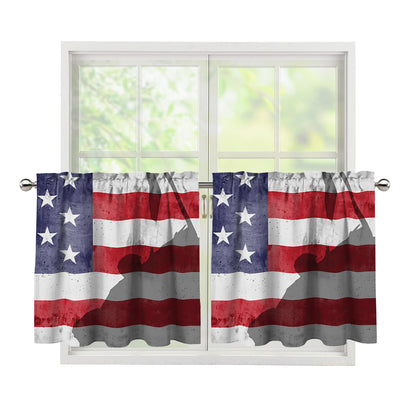 American Flag War Memorial Print Tier Curtains