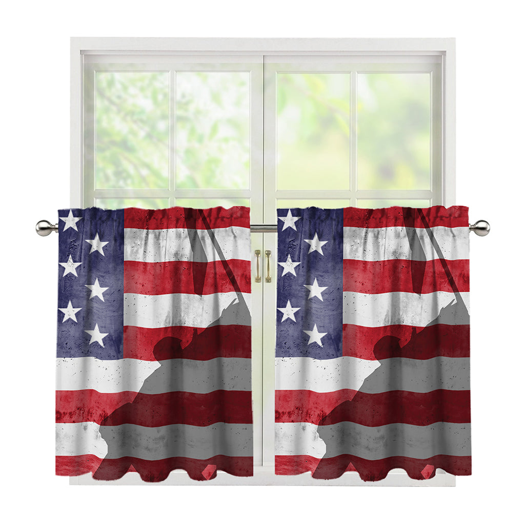 American Flag War Memorial Print Tier Curtains
