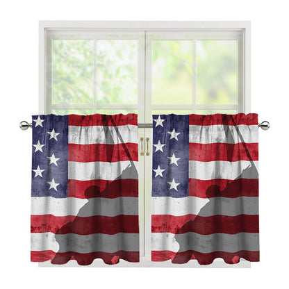 American Flag War Memorial Print Tier Curtains