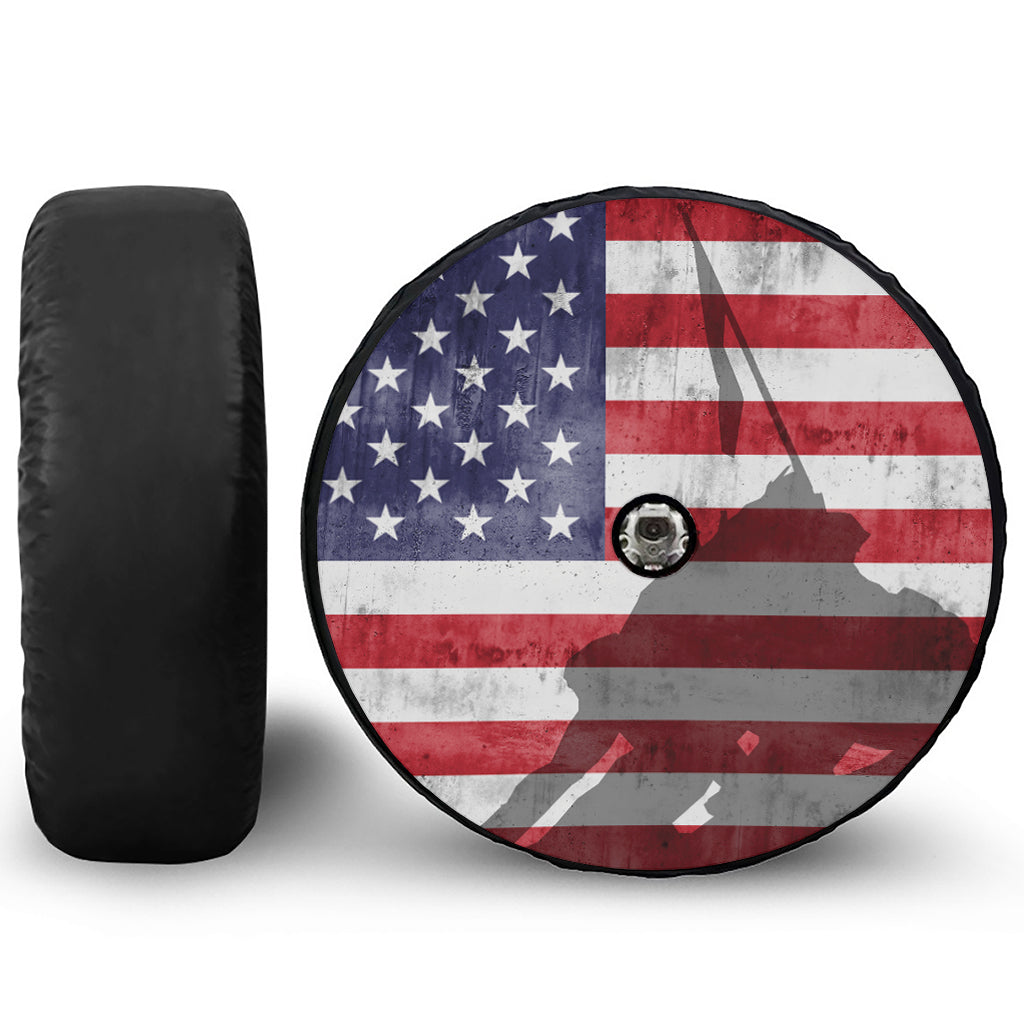 American Flag War Memorial Print Tire Cover With Camera Hole