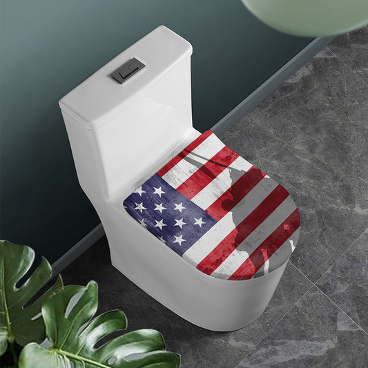 American Flag War Memorial Print Toilet Lid Cover