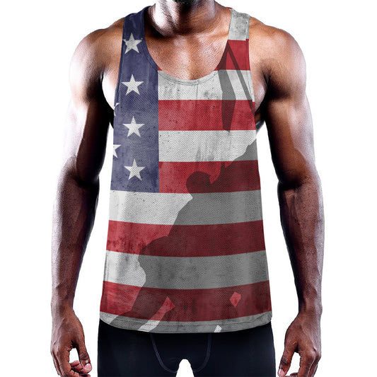 American Flag War Memorial Print Training Tank Top