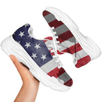American Flag War Memorial Print White Chunky Shoes