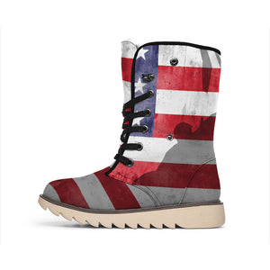 American Flag War Memorial Print Winter Boots